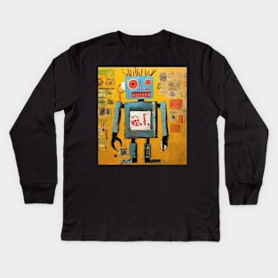 AI Robot Painting - Basquiat Inspired Street Art Kids Long Sleeve T-Shirt